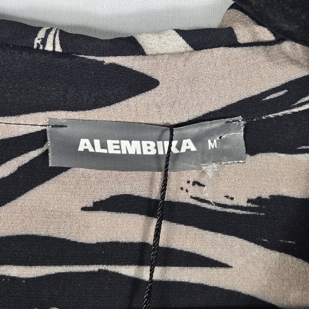 Alembika Shayna Safari Shirt Dress Maxi Pockets Zebra Print  NEW $324 Medium - Picture 3 of 16